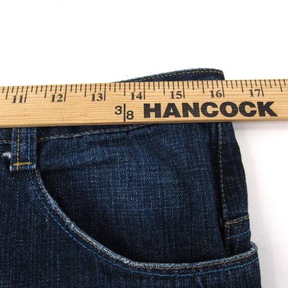 Basic Law Women's Button Fly Wide Leg Low Rise Embroidered Pocket Blue Jeans 8 - Picture 5 of 10